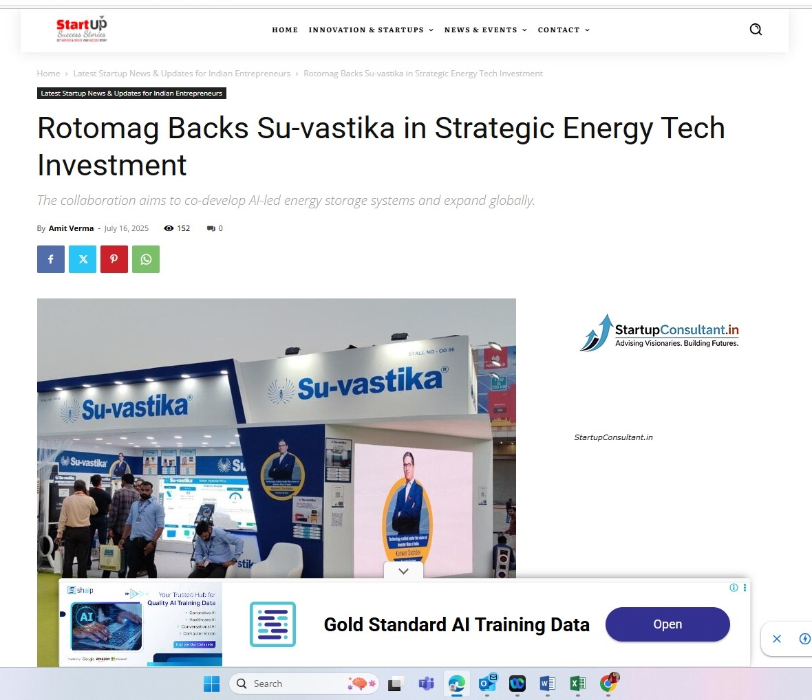 Rotomag Backs Su-vastika in Strategic Energy Tech Investment